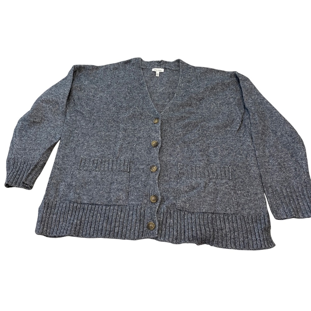 Ella Moss Womens Relaxed Boyfriend Fit Button-Up‎ Cardigan Sweater Gray Size M